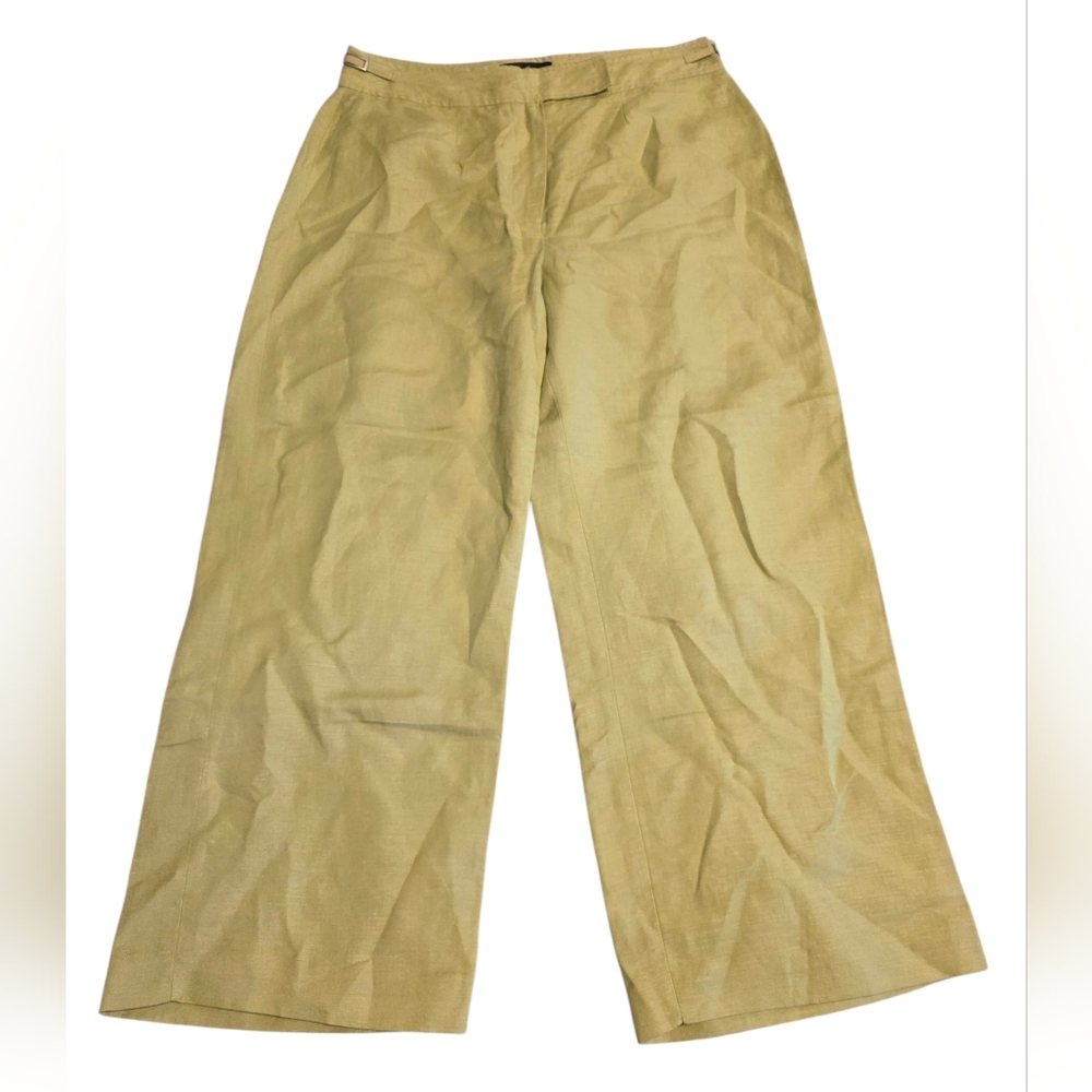 Mercer & Madison Wide Leg Linen Blend Green Pants Fully Lined Size 10 NWOT